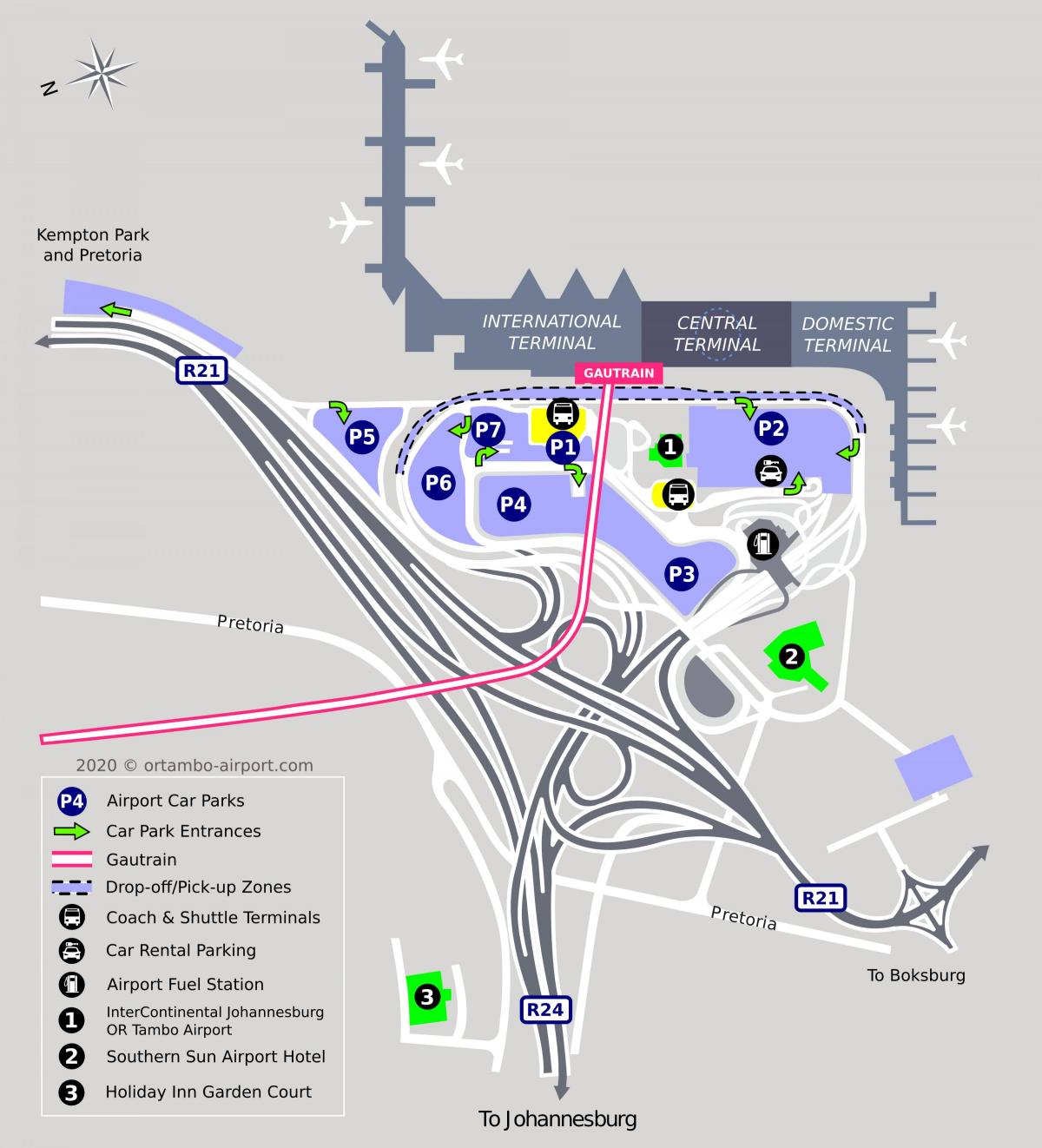 Johannesburg (Joburg Jozi) airport terminal map